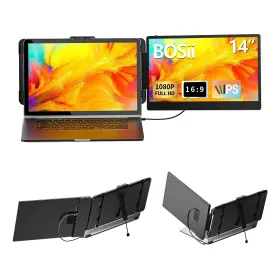 B0cntf86td Bosii 14 Inch Dual Ips Fhd 1080p Portable Laptop Monitor Usb-c/hdmi Windows Mac Trav