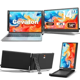 Cevaton B0f2mj1525 Laptop Screen Extender 14.2 Fhd 1080p Portable Monitor For Plug