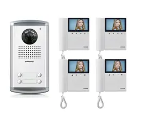 Commax Drc-4ac2 4-apartment Building Video Intercom Kit Lobby Panel And 4x Monitors