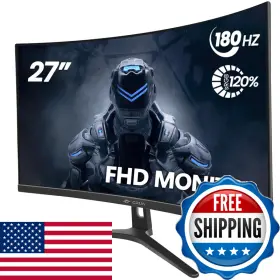 Crua B09p7zk4cj 27 Curved Gaming Monitor Fhd 1920x1080p 144hz/180hz Computer 1800r