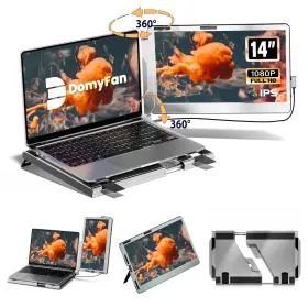 Domyfan B0c7866t2b 14 Inch Portable Monitor For Laptop 360 Rotation Screen Extender Wi