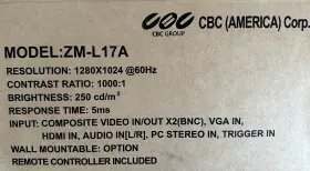 Zm-l17a Ganz Cctv Grade 17ft Lcd Surveillance Monitor Hdmi Bnc And Dvi S-video #2