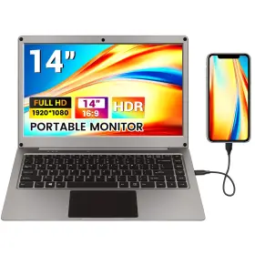 B0dnsykjrt Growcube 14 Inch 1080p Fhd Portable Monitor Lapdock With Keyboard For Raspberry Pi/mini Pc/phon