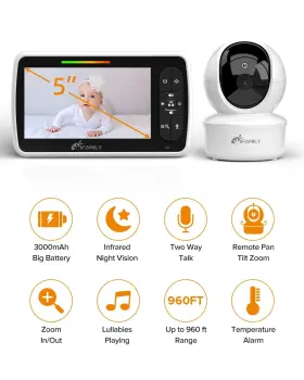 Ifamily 797505915112 Baby Monitor - 5 Inch Large Display Video With Remote Pan-tilt-zoom #2