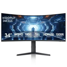 Koorui B0c4p2kb9k 34 Inch Curved Ultrawide Wqhd 1440p Gaming Monitor 180hz 1000r Pip/pbp