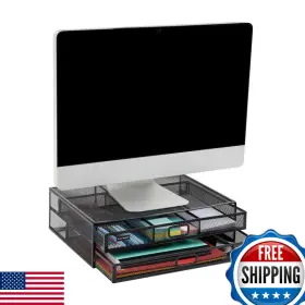 Mind Reader B08571jjk7 Monitor Stand Ventilated Laptop Riser Storage Drawer Office Metal