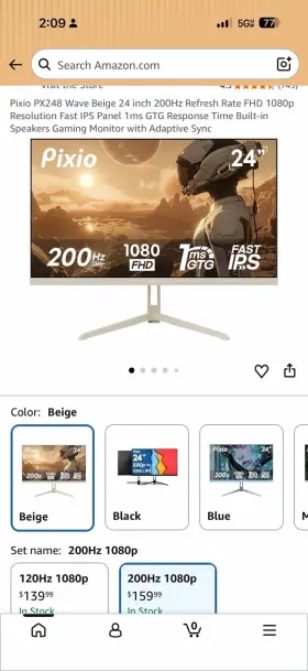 Pixio Px248wb Px248 Wave Beige 24 Inch 200hz Refresh Rate Fhd 1080p