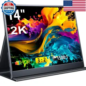 Pornitor B0cm6fz4vj Portable Monitor 14 Inch 32 Qhd Ips Laptop Display Dual Usb C Hdmi