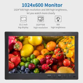 1024 Qcvoruno 10.1″ Monitor 10.1 Inch Lcd Security And Displays 600 Resolution Bnc/av Input #2