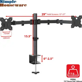 Do-24a-k Shw Dual Monitor Stand Arm Vesa Desk Mount For Gaming/office Computer #2