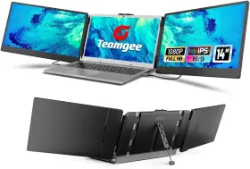 Teamgee B0cdgfxhv7 14 Inch Laptop Screen Extender Fhd 1080p Ips Triple Portable Monitor For 13