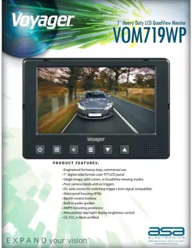 Vom719wp Voyager Heavy Duty 7 Inch Color Lcd Quadview Monitor 800x480 Resolution #2