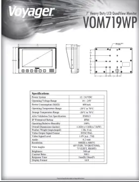Vom719wp Voyager Heavy Duty 7 Inch Color Lcd Quadview Monitor 800x480 Resolution #3
