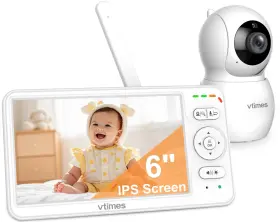 Vtimes 646414460612 Baby Monitor With Camera And Audio 6ftft Ips Screen 30-hour Battery
