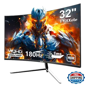 Xyrio B0fs28w1gs 32 Inch Curved Qhd 180hz 1ms Gaming Monitor Hdr Freesync Eye Care Black