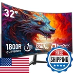Gawfolk Curved 32 Inch Gaming Monitor 240HZ Pc Screen Full Hd 1080P Frameless. Fixed Price $241.29.