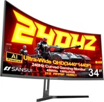 34" Sansui 240HZ Curved Gaming Monitor Uwqhd 3440X1440 1500R HDR400 Hdmi 2.1 Dp. Fixed Price $260.00.