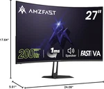 Amzfast 27-IN 200HZ Curved Gaming Monitor With Speakers 1080P Fhd AMZG27C1. Fixed Price $95.00.