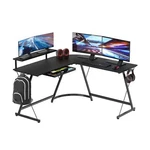 Shw Vista L-shape Desk With Monitor Stand, Black W/ Riser. Fixed Price $135.86.