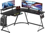 Shw Vista L-shape Desk With Monitor Stand, Black W/ Riser,. Fixed Price $124.76.
