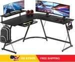 Shw 51 X Inches Vista L-shaped Desk With Monitor Stand Drawer, Black. Fixed Price $108.96.