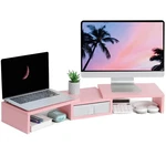 Teamix Pink Dual Monitor Stand Riser With Drawer - Length Angle Adjustabl.... Fixed Price $59.75.