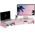 Teamix Pink Dual Monitor Stand Riser With - Length 1 Drawer,. Fixed Price $56.84.