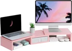 Teamix Pink Dual Monitor Stand Riser With - Length 1 Drawer,. Fixed Price $59.70.