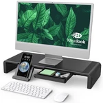 Monitor Stand Riser Klearlook Foldable Adjustable Desk Shelf Drawer Black. Fixed Price $50.88.