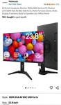 Thinlerain 23.8" Lcd Monitor 1920X1080 Frameless Hdmi Vga Usb Built-in Speakers. Fixed Price $89.00.
